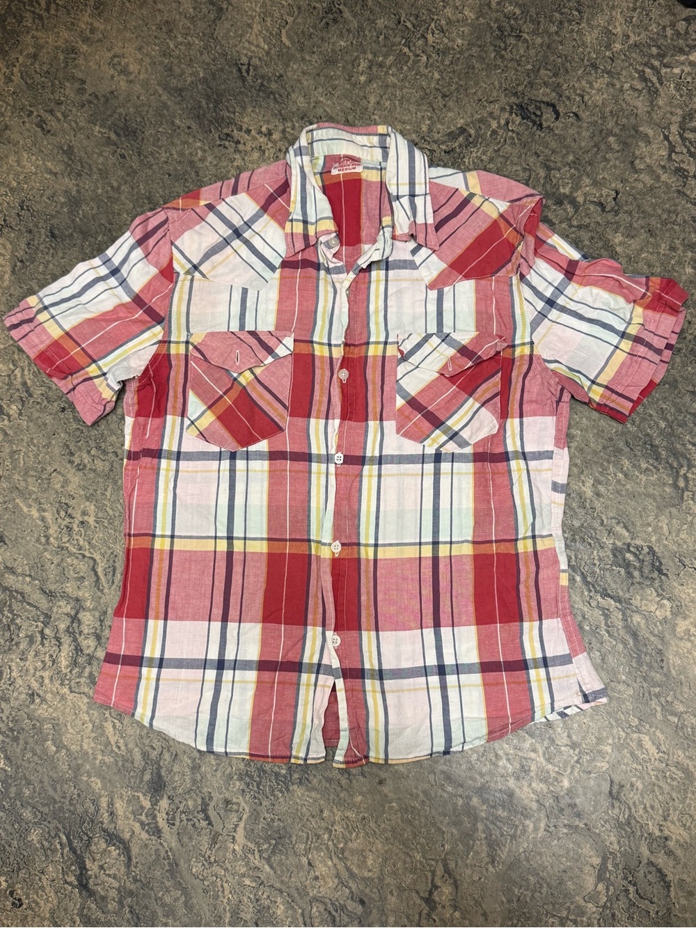 Vintage Edwin Japan Lightweight Plaid Western Button Down Shirt - Size Medium
